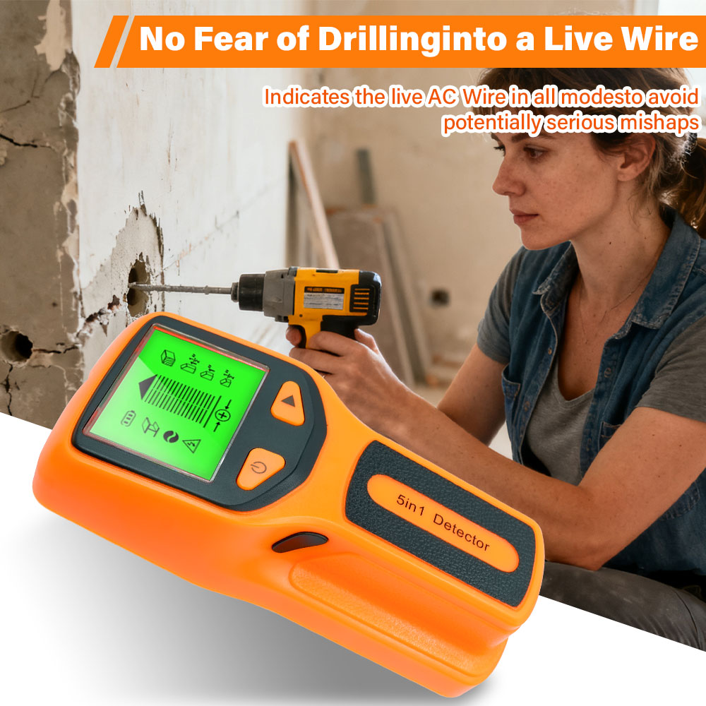 Water Leak Detector Wired - Handheld 5-in-1 digitale wanddetector, houtscanner, metaaldetector